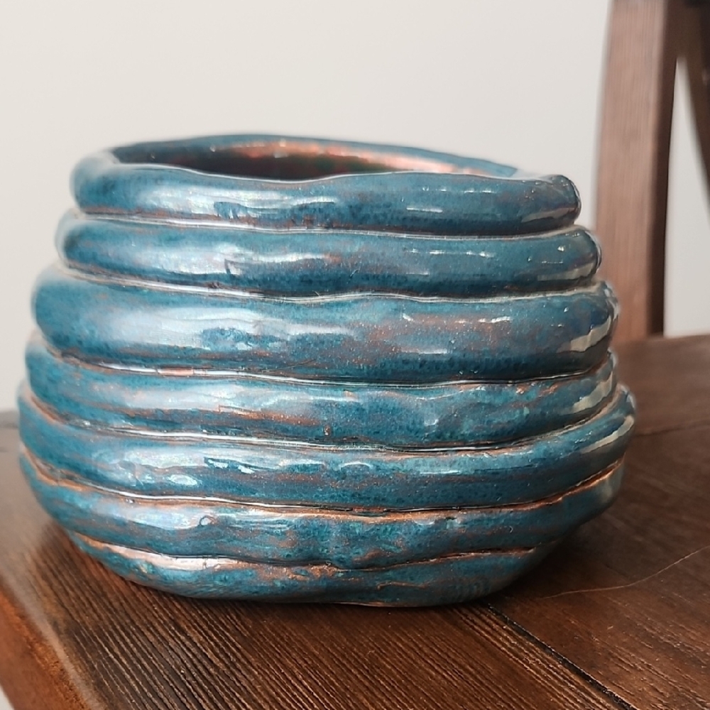 Handcrafted Blue Ceramic Vase